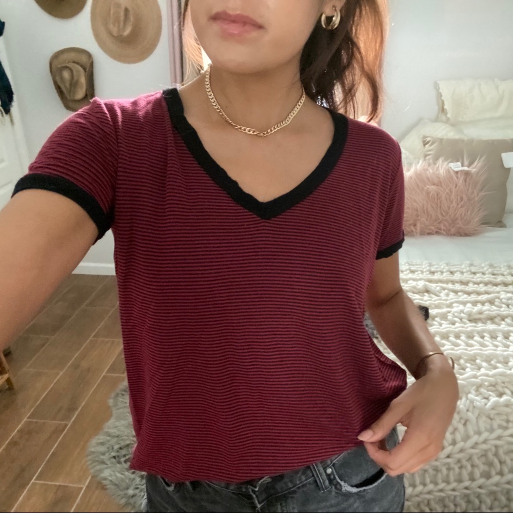 Striped V Neck Shirt